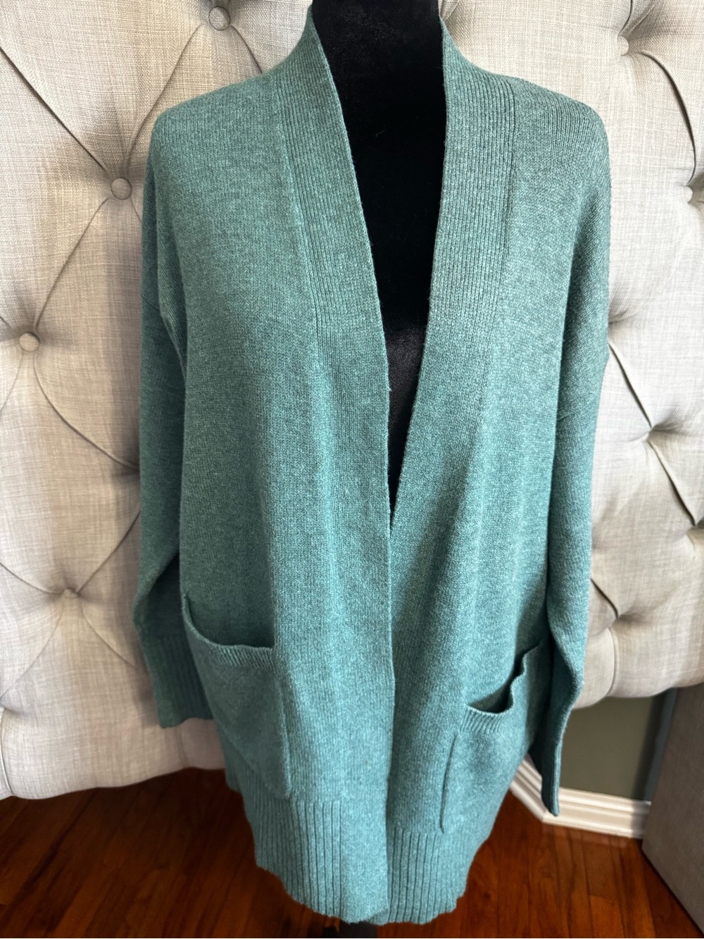 a new day Green Open-Front Pocket Cardigan